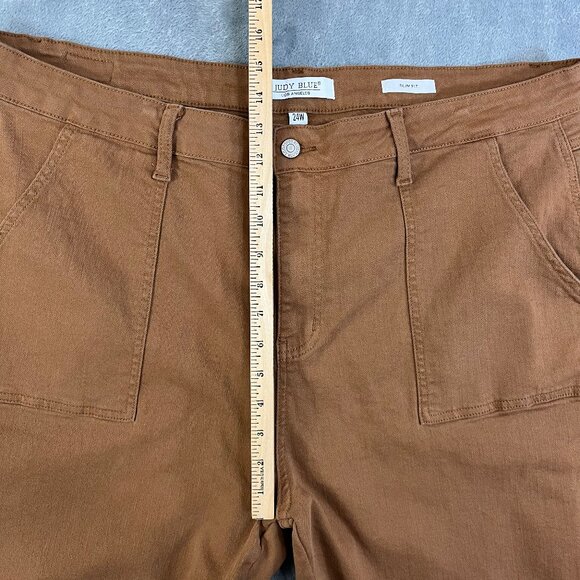 Judy Blue Carpenter Jeans Women's 24W Slim Fit Brown Stretch Utility Workwear - Picture 10 of 16
